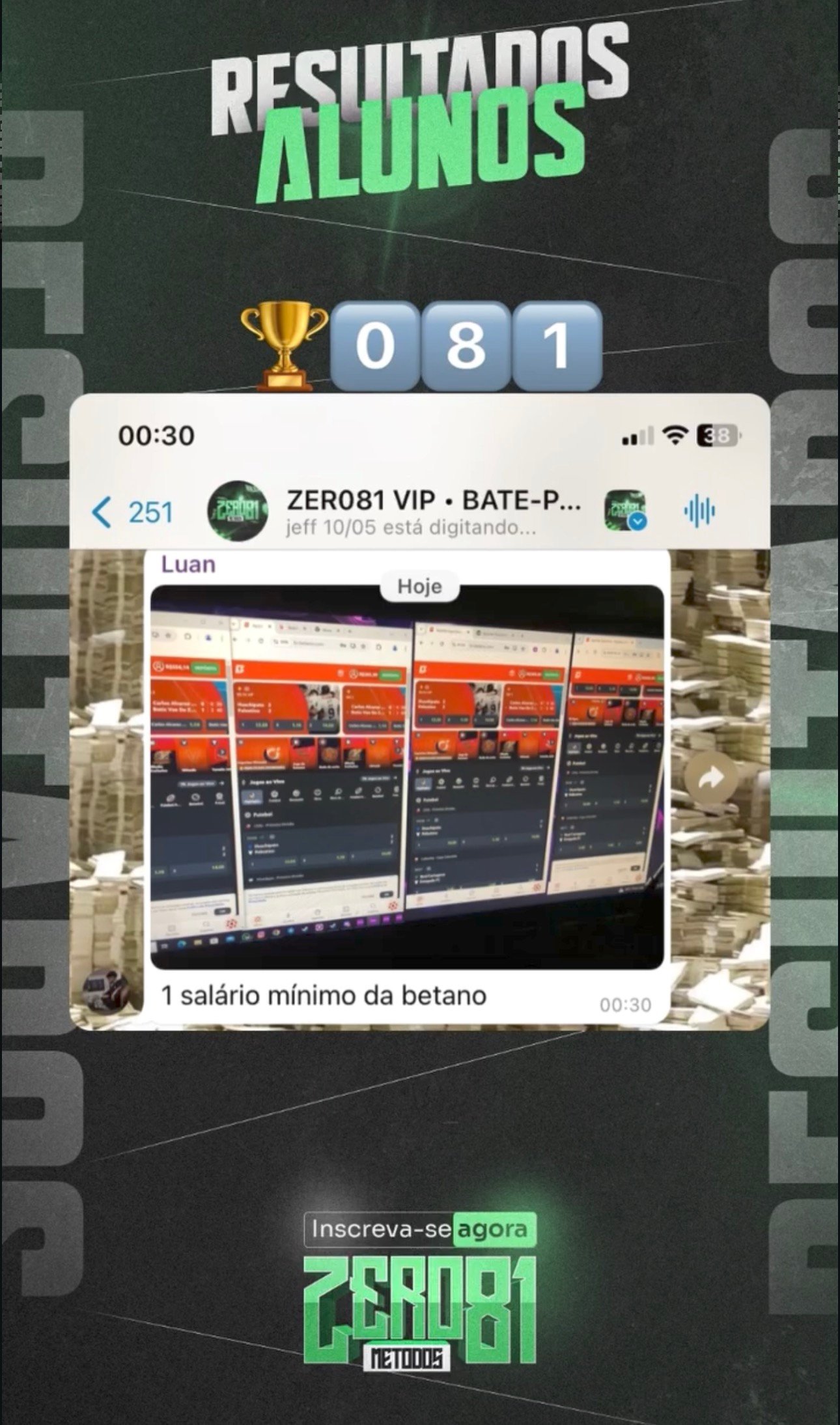 Resultado com métodos de casas de aposta