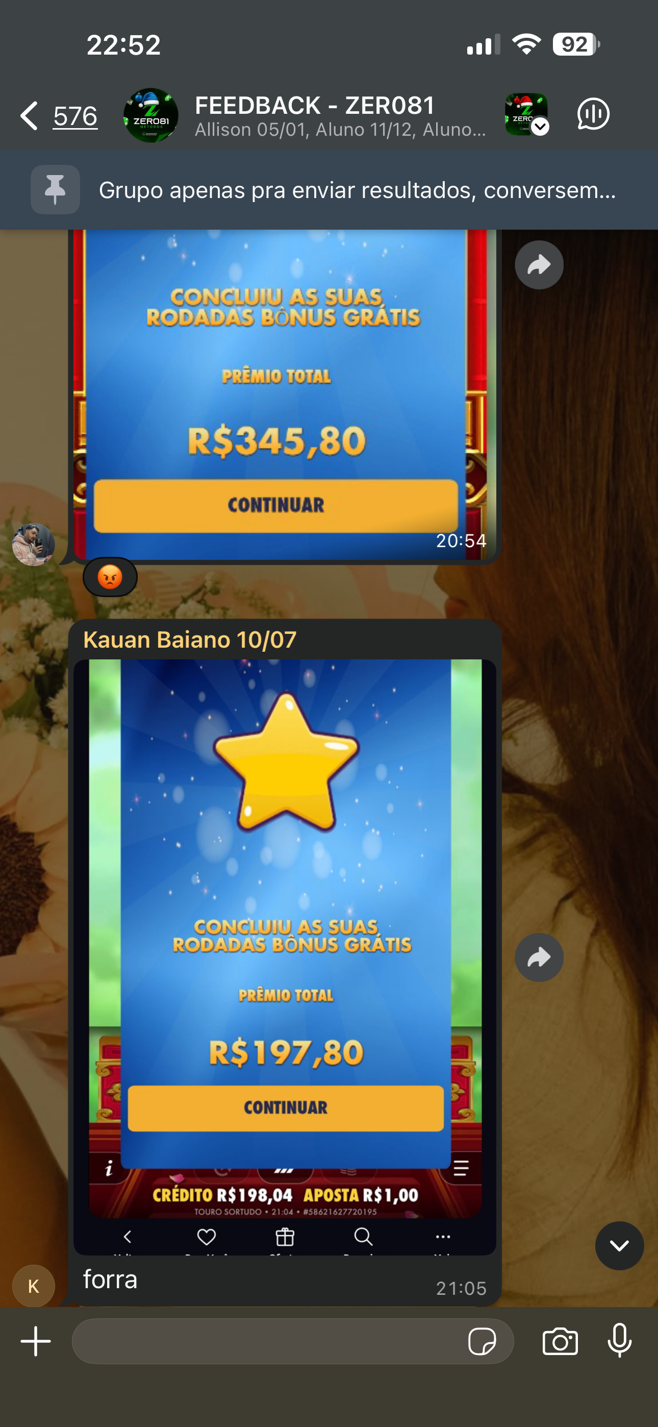 Resultado com missões